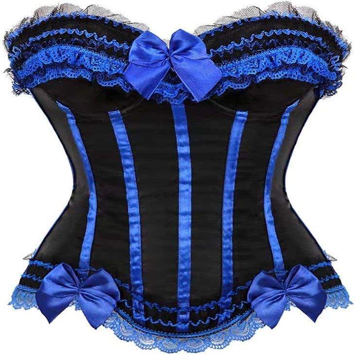 ADELCE Plus Size Corset Top for Women Bustier Lace up Gothic Lingerie Burlesque Costume Dress Deep Blue XL