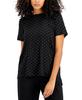 Alfani Printed Crewneck T-Shirt Black Modern Dot XS view 1