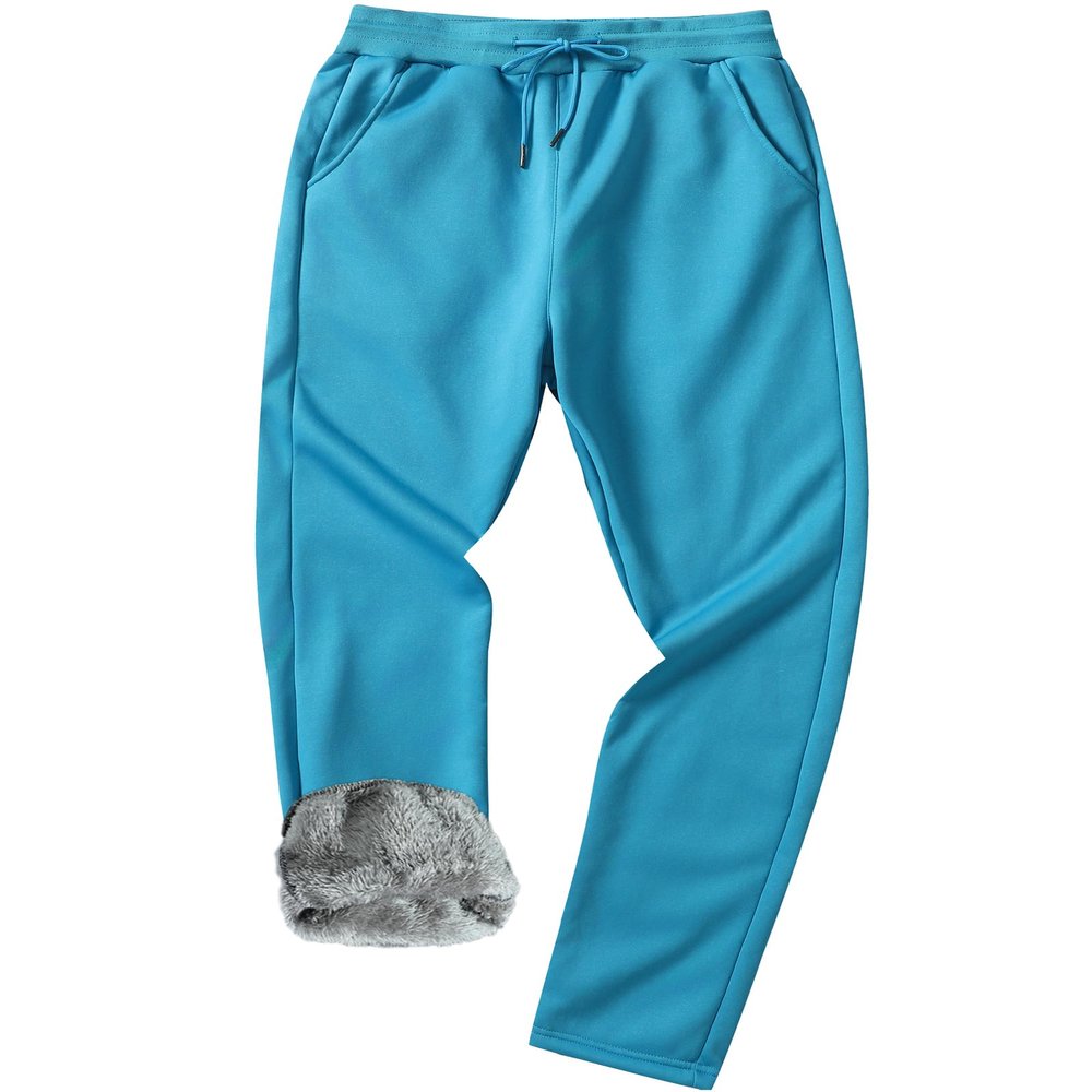 GXAMOY Men's Winter Fleece Pants Sherpa Lined Sweatpants Active Warm Thick Jogger Pants Light Blue(906) M