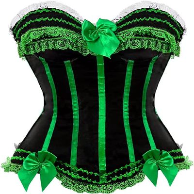 ADELCE Plus Size Corset Top for Women Bustier Lace up Gothic Lingerie Burlesque Costume Dress Green XS