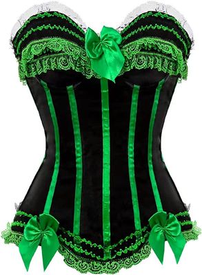 ADELCE Plus Size Corset Top for Women Bustier Lace up Gothic Lingerie Burlesque Costume Dress Green L