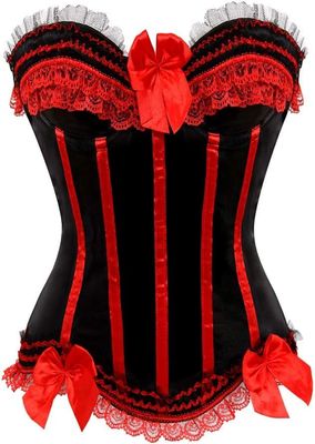 ADELCE Plus Size Corset Top for Women Bustier Lace up Gothic Lingerie Burlesque Costume Dress Red 4XL