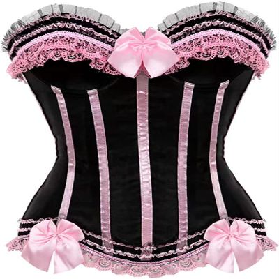 ADELCE Plus Size Corset Top for Women Bustier Lace up Gothic Lingerie Burlesque Costume Dress Pink 7XL