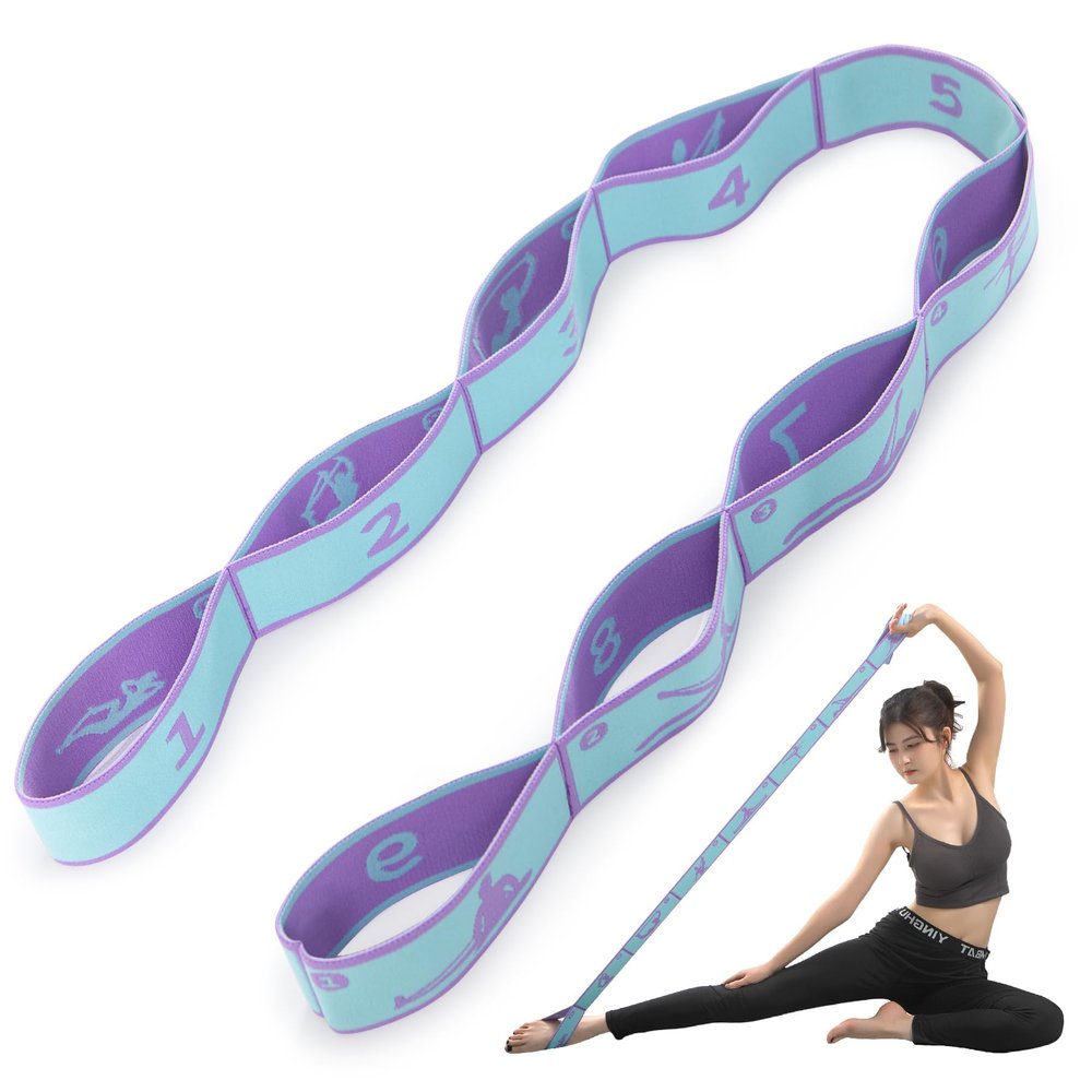 Yoga Straps for Stretching Strap Elastic for Physical Therapy Dance Yoga Pilates Gymnastics Exercise Flexible Pilates Stretch Band for Women Men (Blue and Purple)