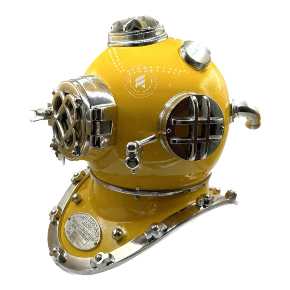 18" US Navy Antique Yellow Diving Helmet - Anchor Engineering Divers Helmet Replica collectible home Decor gift item Scuba Diving Nautical Helmet | Maritime Ship's Decorative Helmet