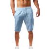 Day Today 2024 Striped Short Sleeve Button Down Shirt Men Knee Patches Nylon Pants Men Mens Short Shorts Gym Work Pants Hiking Pants Men Big and Tall Bib Shorts C-Blue view 1
