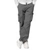 Baggy Cargo Pants Men Casual Joggers Athletic Pants Classic-Fit Cotton Loose Straight Sweatpants Dark Gray view 1