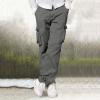 Baggy Cargo Pants Men Casual Joggers Athletic Pants Classic-Fit Cotton Loose Straight Sweatpants Dark Gray view 2