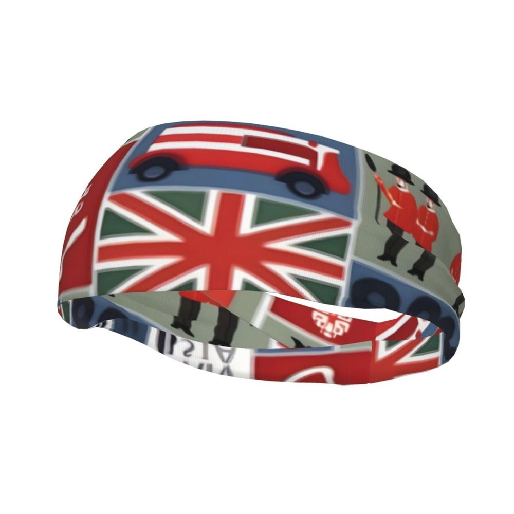 England Symbols Print Non Slip Headbands Sweatbands Fitness Stretchy Unisex Light, Breathable