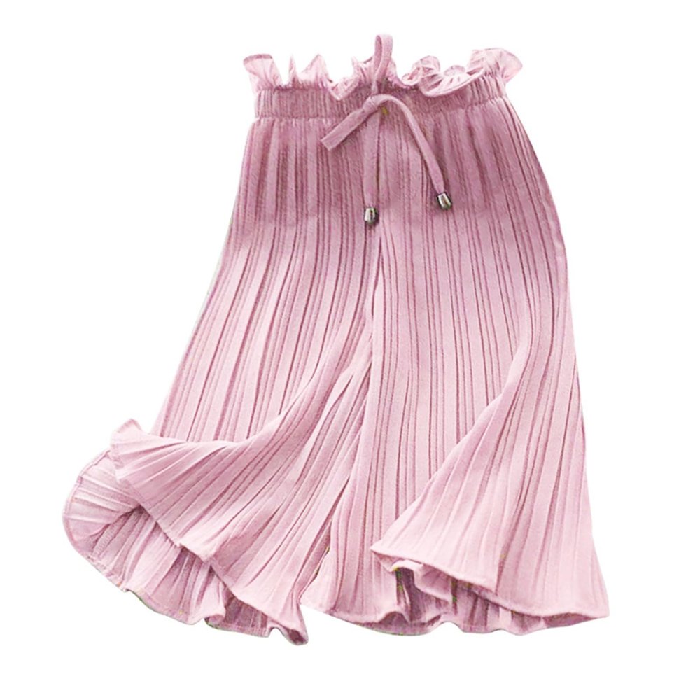 Toddler Girls Solid Ruffle Casual Long Pants for Spring and Autumn Kid Baby Girls Looses Trousers (Pink, 6-7 Years)