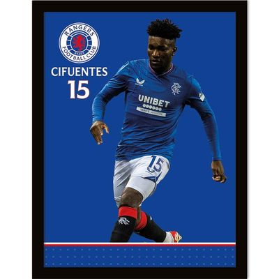 Rangers FC Cifuentes Framed Poster (40cm x 30cm) (Royal Blue/Black)