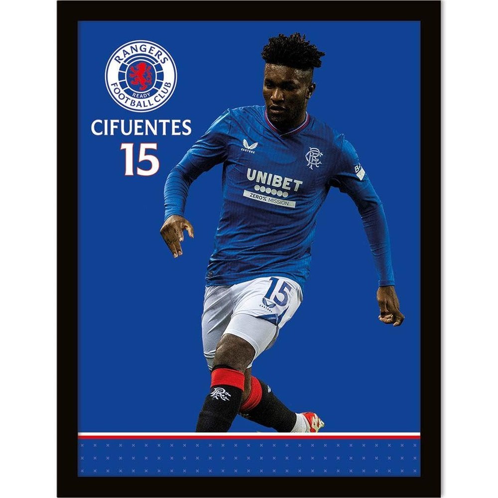 Rangers FC Cifuentes Framed Poster (40cm x 30cm) (Royal Blue/Black)