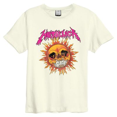 Amplified Unisex Adult Neon Sun Metallica T-Shirt (M) (Vintage White)