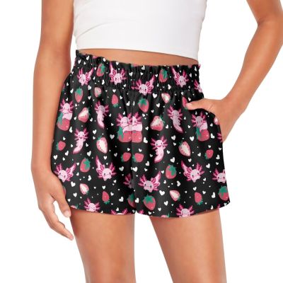 Pointodoor Axolotl Athletic Shorts for Girls 5-6T Summer Shorts Girl Cute Dance Yoga Shorts Strawberry Lightweight Running Shorts with Pockets