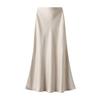 Womens Satin Silk Midi Skirt Fishtail Mermaid High Waist Long Skirts Apricot view 1