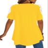 Afibi Womens Short Sleeve Cold Shoulder Summer Basic Tee Tops Shirts (XX-Large, Yellow) view 4