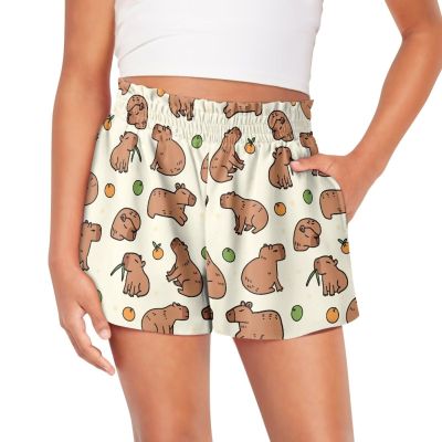 Pointodoor Capybara Athletic Shorts for Girls 15-16Y Cute Soccer Basketball Shorts Lightweight Soft Running Shorts with Pocket High Waist Dance Yoga Gym Shorts