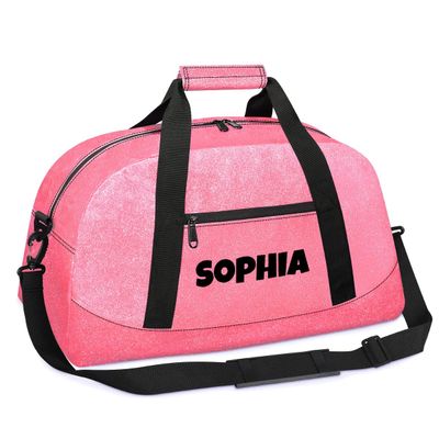 Personalized Glitter Pink Duffel Bag for Kids Small Gym Bag for Girls Luggage Tote Bag Dance Bag for Girls Overnight Bag for Kids Girl Pink Bag