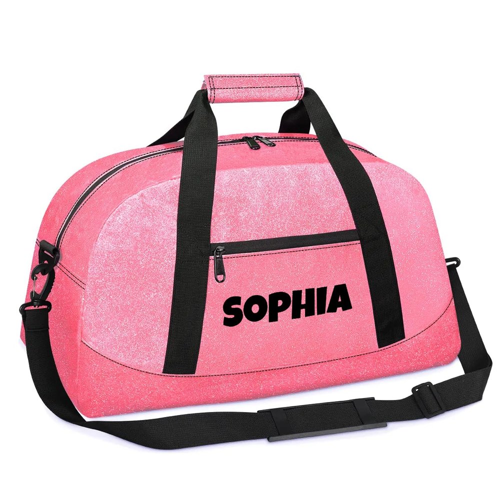 Personalized Glitter Pink Duffel Bag for Kids Small Gym Bag for Girls Luggage Tote Bag Dance Bag for Girls Overnight Bag for Kids Girl Pink Bag