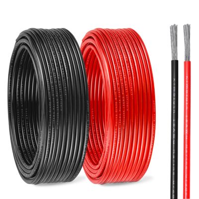18 Gauge Marine Wire Tinned Copper Boat Cable, Standard USA OFC Oxygen Free Copper Wire for Automotive Boat Speakers Solar Outdoors (18 Gauge 50FT Red + 50FT Black)