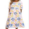 Boho Floral Flowy Maxi Dress for Womens Casual Loose 2024 Summer Short Sleeve Beach Vacation Long Dresses with Pockets view 1