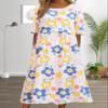 Boho Floral Flowy Maxi Dress for Womens Casual Loose 2024 Summer Short Sleeve Beach Vacation Long Dresses with Pockets view 3