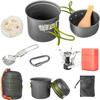 9pcs Camping Cookware Kit, Portable Camping with Non-Stick Pots, Pans Set and Folding Fork, Lightweight Backpacking cookware Cooking Set for Backpacking, Outdoor Camping view 1