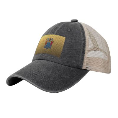 Mesh Style Flag of New Jersey Baseball Cap Women Men Mesh-Back Hat Retro Trucker Hats Sun Hat