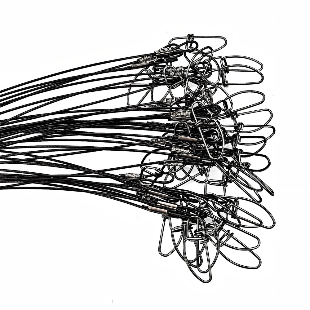 30pcs Fishing Wire Leaders Heavy Duty Fishing Stainless Steel Wire Leaders 125LB High Strength Fishing Leaders with Swivels and Snaps 7.9inch 11.8inch 19.7inch Black/Green (Black Leader-30pcs)