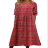 Boho Floral Flowy Maxi Dress for Womens Casual Loose 2024 Summer Short Sleeve Beach Vacation Long Dresses with Pockets A Red view 1