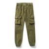 LANZIYAYA Boys Cargo Pants with Pockets Casual Trousers Elastic Waistband Elastic Leg Opening Sizes 6-14 Years Khaki (US, Age, 12 Years, Army Green) view 1
