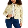 Charter CIub Lush Garden Printed Denim Jacket Pebble XS, Beige view 1