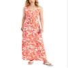 Charter CIub Womens Sleeveless Cross-Front Maxi Dress Hot Coral Combo XS view 1