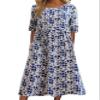Boho Floral Flowy Maxi Dress for Womens Casual Loose 2024 Summer Short Sleeve Beach Vacation Long Dresses with Pockets A Royal Blue view 1