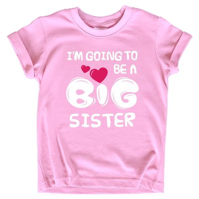 Big Sister Shirt I'm Going to Be A Big Sister New Announcement Toddler Shirts Girl Promoted Outfit Baby Girls Heart tee (US, Age, 4 Years, Pink)