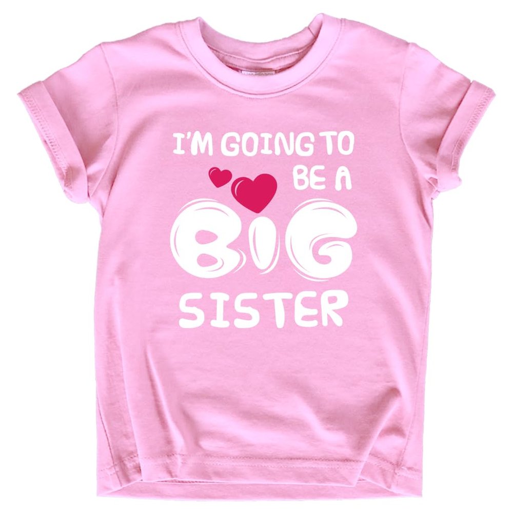 Big Sister Shirt I'm Going to Be A Big Sister New Announcement Toddler Shirts Girl Promoted Outfit Baby Girls Heart tee (US, Age, 4 Years, Pink)