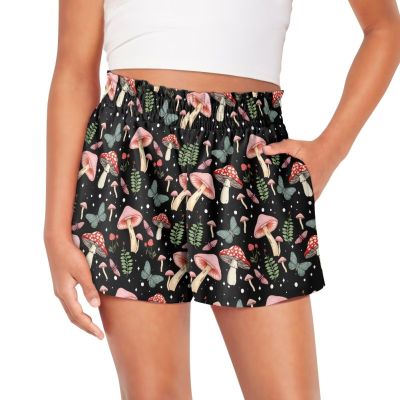 Pointodoor Mushroom Shorts for Girls Athletic Shorts 5T Girl High Waist Running Soccer Shorts with Pockets for Active Sports Volleyball