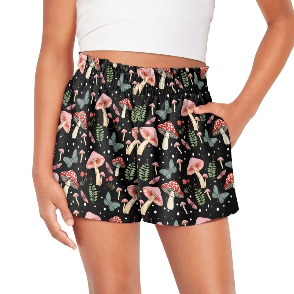 Pointodoor Mushroom Shorts for Girls Athletic Shorts 5T Girl High Waist Running Soccer Shorts with Pockets for Active Sports Volleyball