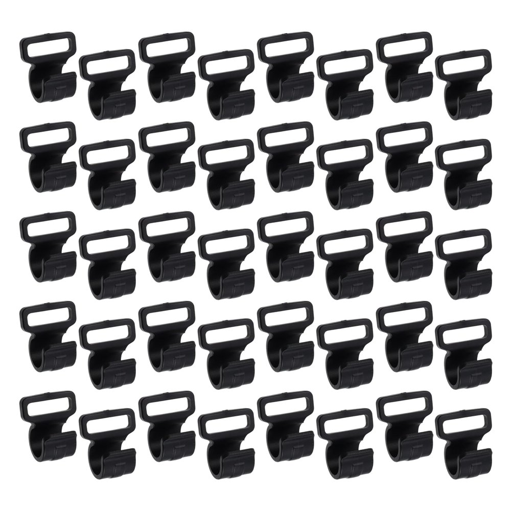 Woogim 40PCS Plastic C Shaped Clips Webbing Strap Clamp Outdoor Tent Poles Connectors of 0.43" Black Clip to Fix Tent Cover Screen for Width of Webbing Strap Less Than 0.75" Black