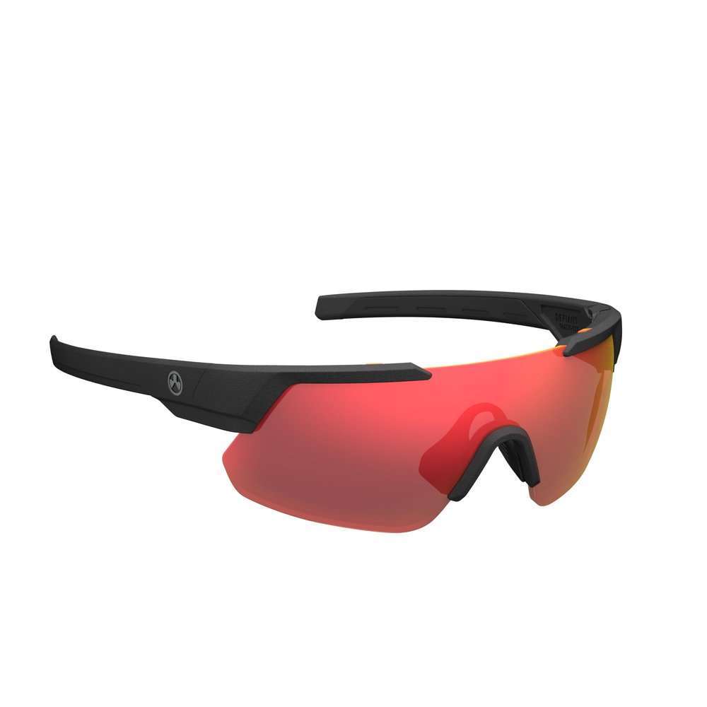Magpul Defiant Tactical Glasses Sport Sunglasses for Men, Black Frame, Polarized Gray Lens with Red Mirror