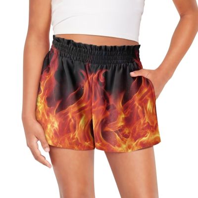 Tongluoye Flame Girls Shorts Size 8 10 Summer Shorts for Little Girls Casual Comfy Sport Shorts with Pockets High Waisted Running Short Pants Kids Clothes Outfit Athletic Sweat Short Red Fire