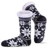 DOSKONI Slipper Socks for Women Fuzzy Non Slip Winter Thick Warm Soft Cozy Fleece Lining Home Socks with Grippers Snowflake Black view 1