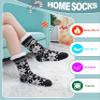 DOSKONI Slipper Socks for Women Fuzzy Non Slip Winter Thick Warm Soft Cozy Fleece Lining Home Socks with Grippers Snowflake Black view 2