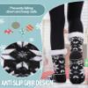 DOSKONI Slipper Socks for Women Fuzzy Non Slip Winter Thick Warm Soft Cozy Fleece Lining Home Socks with Grippers Snowflake Black view 3
