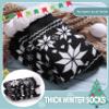 DOSKONI Slipper Socks for Women Fuzzy Non Slip Winter Thick Warm Soft Cozy Fleece Lining Home Socks with Grippers Snowflake Black view 4