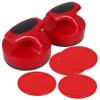 FOYTOKI 1set Replacement Hockey Pucks and Slider Pusher Air Hockey Accessories for Game Tables Includes Red Paddles and Red Pucks for Indoor Fun view 1