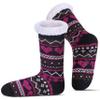 DOSKONI Slipper Socks for Women Fuzzy Non Slip Winter Thick Warm Soft Cozy Fleece Lining Home Socks with Grippers Heart Rose Pink Black view 1