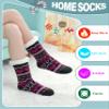 DOSKONI Slipper Socks for Women Fuzzy Non Slip Winter Thick Warm Soft Cozy Fleece Lining Home Socks with Grippers Heart Rose Pink Black view 2