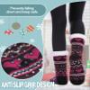DOSKONI Slipper Socks for Women Fuzzy Non Slip Winter Thick Warm Soft Cozy Fleece Lining Home Socks with Grippers Heart Rose Pink Black view 3