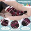 DOSKONI Slipper Socks for Women Fuzzy Non Slip Winter Thick Warm Soft Cozy Fleece Lining Home Socks with Grippers Heart Rose Pink Black view 4